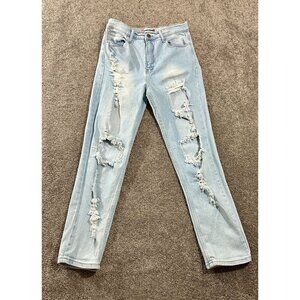 Vibe & Rant Womens Distressed‎ Light Blue Denim Jeans Size 11